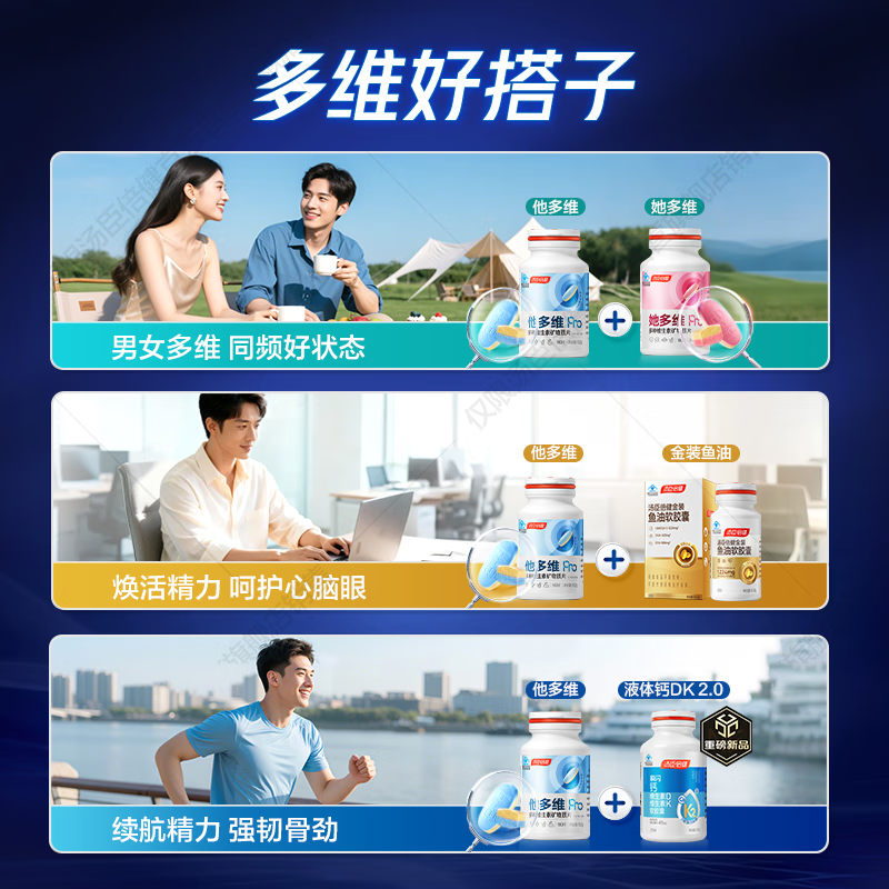 Tomson Bygenta multi-dimensional double-layer tablets for men multi-vitamin B complex vitamin D3 nicotinamide supplement calcium zinc selenium 180 tablets