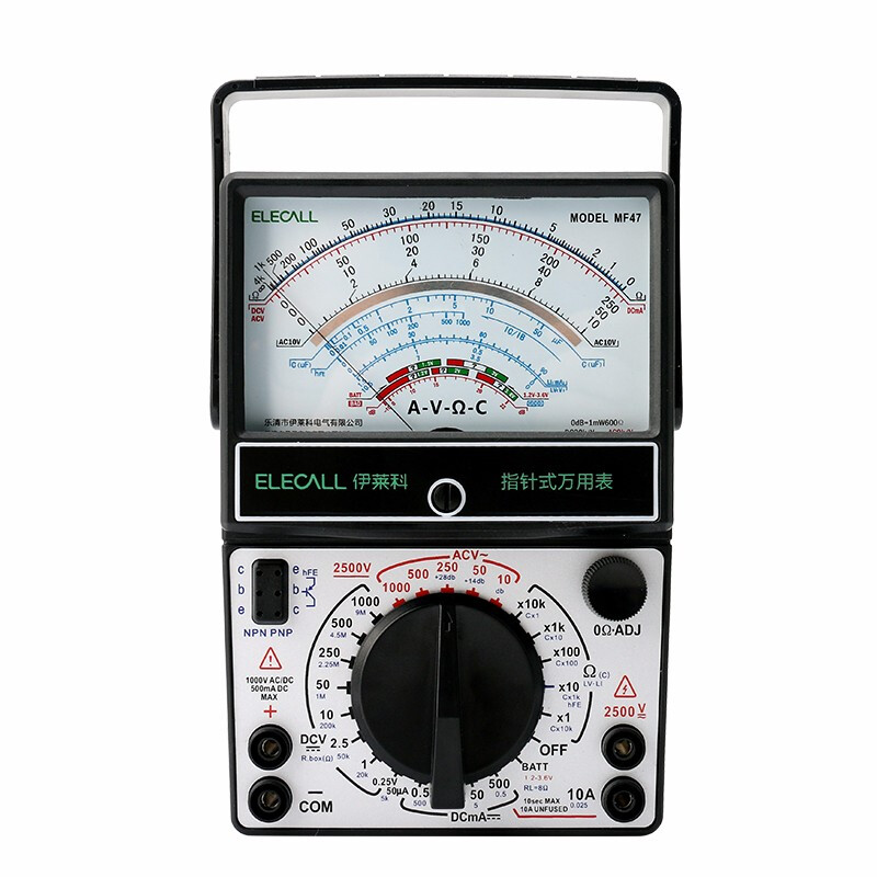 ELECALL ELECALL mechanical pointer multimeter MF47 internal magnetic multiple circuit protection mechanical meter multimeter comes standard (with 9V battery + AA battery + fuse)