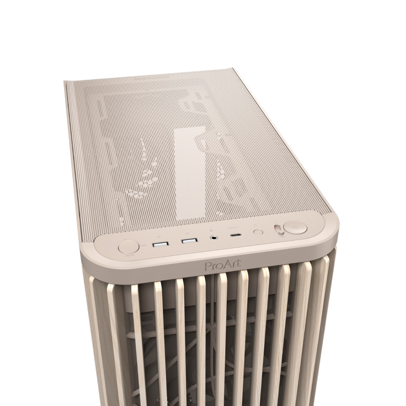 95% new ASUS ProArt PA401 oatmeal white wood art iron rhyme version chassis, strong heat dissipation/wooden front air grille/tool-free disassembly/power button lock