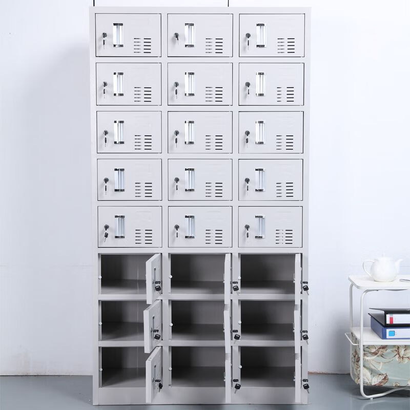 Hard hat storage cabinet 40 dust-free workshop factory employee locker shoe cabinet 24-door layered locker with lock roll cabinet information filing cabinet nine-door locker (gray white) 0.9mm ultra-thick and durable