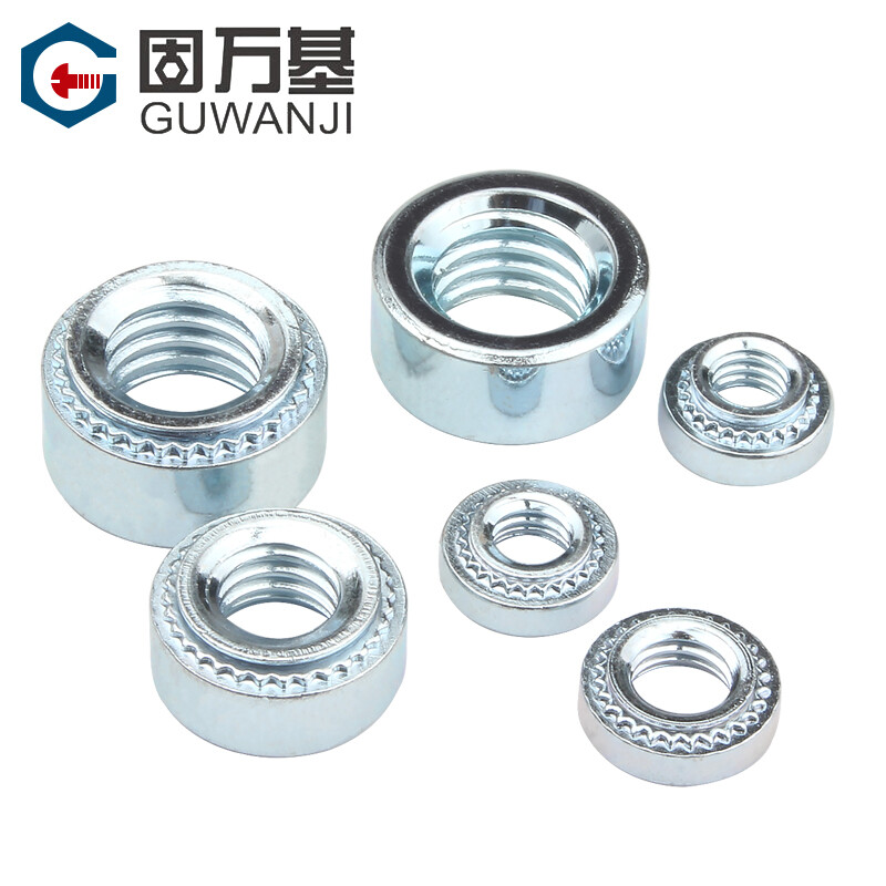 Guwanji pressure rivet nut zinc zinc pressure rivet nut environmentally friendly pressure rivet nut pressure plate round screw nut nut cap S-M4-2 100 pieces plate thickness 1.4mm