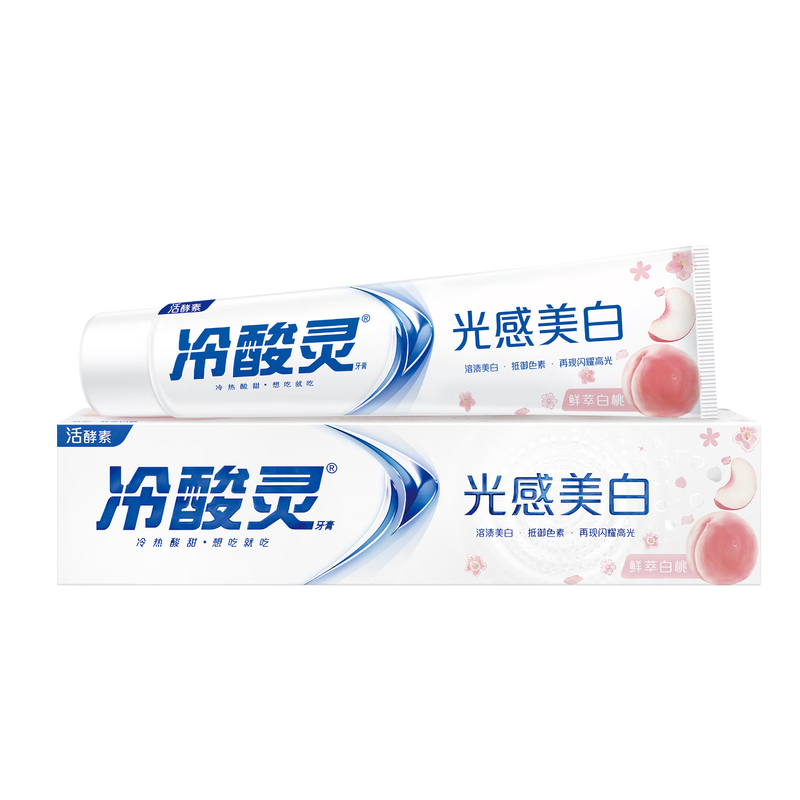Cold acid light whitening toothpaste, anti-sensitive fresh breath enzyme toothpaste, white peach flavor 60g portable pack