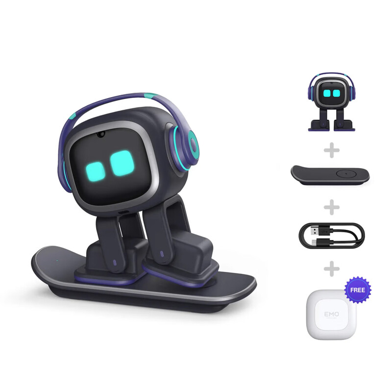 Emo smart pet robot supports Chinese input. Birthday gift. Desktop toys support access to GPT. Standard version (black one)