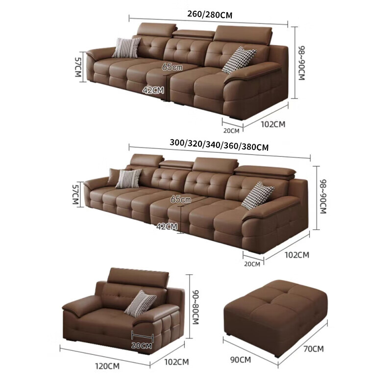 Suizhi Leather Sofa Government Subsidy Italian Sofa Living Room 2025 New Leather Art Sofa Lawrence Straight Row Large Unit Large Four-Seater 3.0 Meter Straight Row With Same Style Footrest Upgraded Contact Surface Thickened Genuine Leather + Imported Washed Latex Cushion