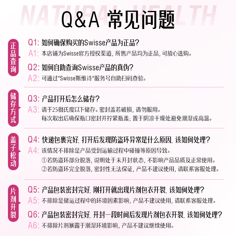 Swisse Women's Multivitamin Vitamin B Vitamin C Vitamin E Vitamin D Niacinamide Calcium Iron Zinc Nutrition Pack 120 Tablets/Bottle