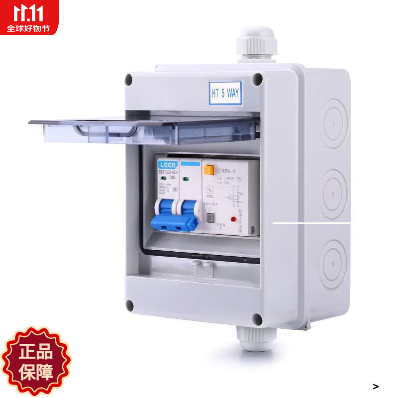 Car charging DZ47L type 220V household 2P leakage main switch set outdoor rainproof switch box 2P lightning protection indicator light leakage with sealed box set 63A