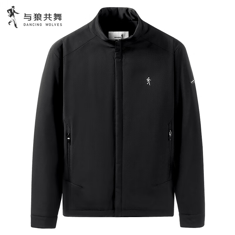 Dances with Wolves Level 4 Waterproof & Thickened Warm Stand Collar Easy Care Men's Executive Jacket 001 Black L