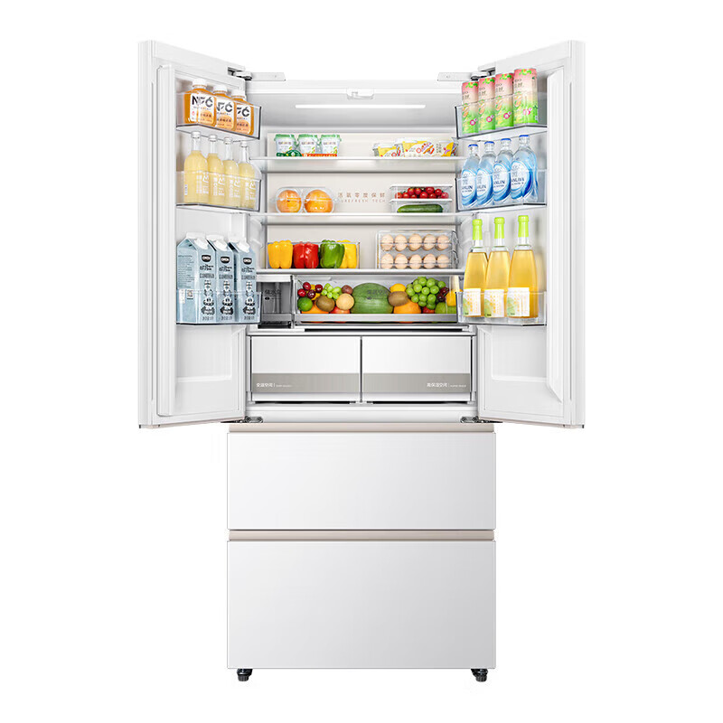Hualing Shenji 518 automatic ice making dual system 60cm thin zero-embedded French multi-door four-door refrigerator first-class energy efficiency HR-518WUF ice making