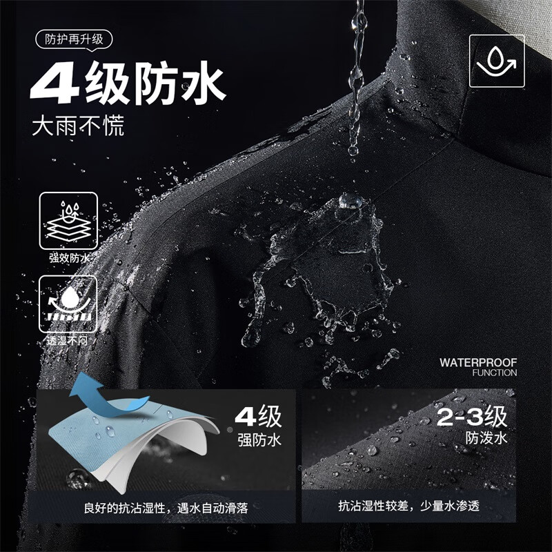 Dances with Wolves Level 4 Waterproof & Thickened Warm Stand Collar Easy Care Men's Executive Jacket 001 Black L