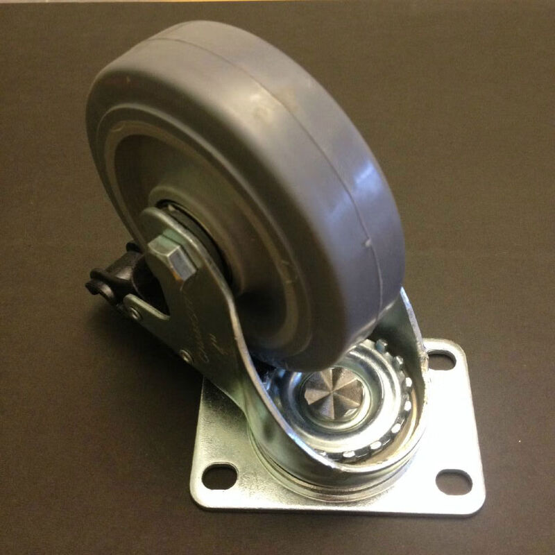 Wheels 4-inch brake universal wheel rubber wheel catering wheel flat trolley wheel linen wheel 4-wheel flat trolley wheel linen wheel