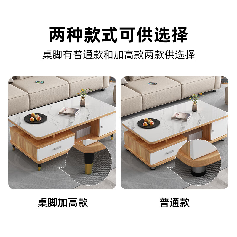 Mu Jinning Slate Coffee Table Modern Simple 2025 New Living Room Bedroom Light Luxury Small Apartment Solid Wood Ecological Board Coffee Table Side Table Extra Height Premium Gray Stone Slate Coffee Table 120cm