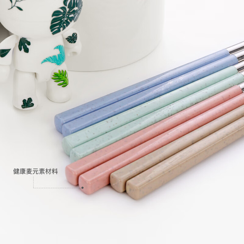 RSRDDY single-person stainless steel portable tableware set chopsticks three-piece set fork spoon chopstick box student storage box blue chopsticks spoon + wheat box