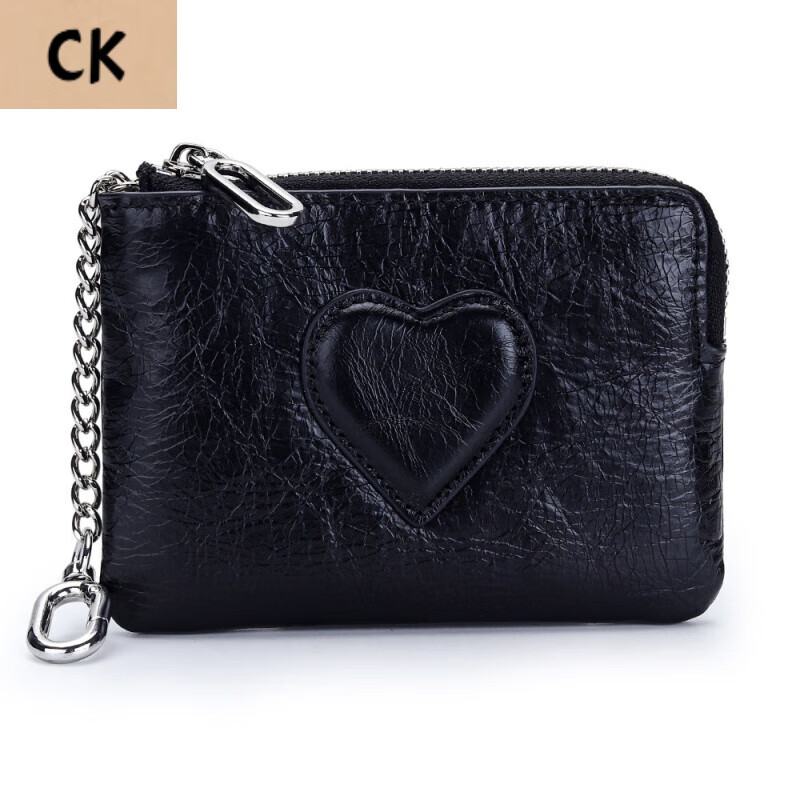 CHLING KAYAN small ck women's bag with oil wax cowhide leather small ladies coin purse 2025 new ins card ID bag hard black