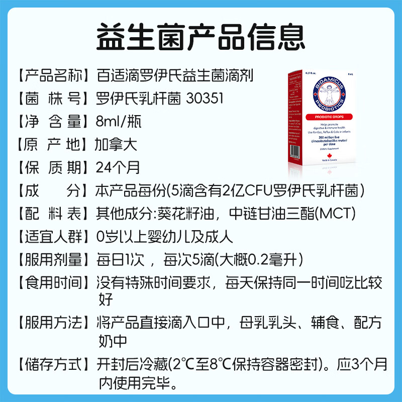 BIOAMICUS drops of probiotics for newborn infants and young children 0-3-6 months old flatulence care intestinal Lactobacillus reuteri