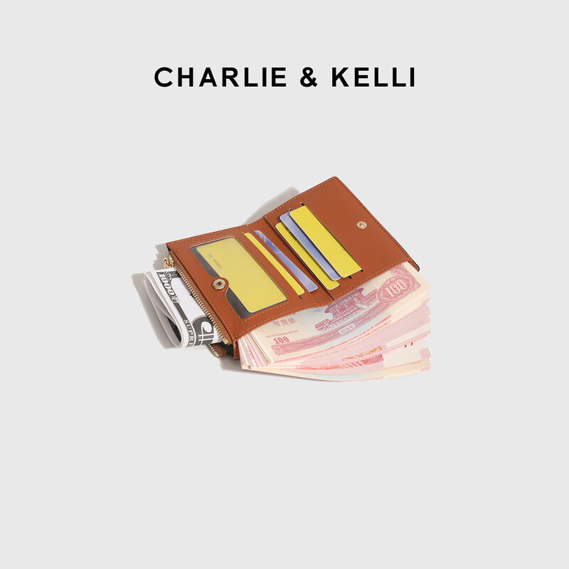 CHARLIE&KELLICK品牌新款包包女款2026年钱包女式时尚高档钱包短款复古零钱包 棕色【情人节礼物送女朋友走心】