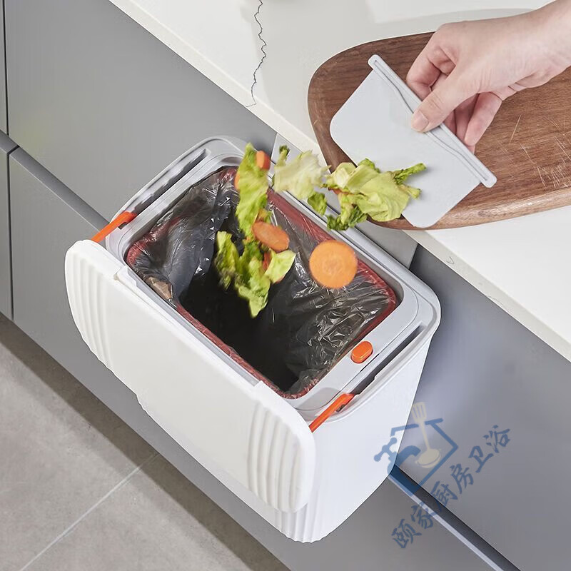 FANCYCHIC bathroom trash can wall-mounted toilet household sandwich paper basket with lid hanging without punching Main picture 9L one-click packaging + liftable inner tube + 80 garbage bags