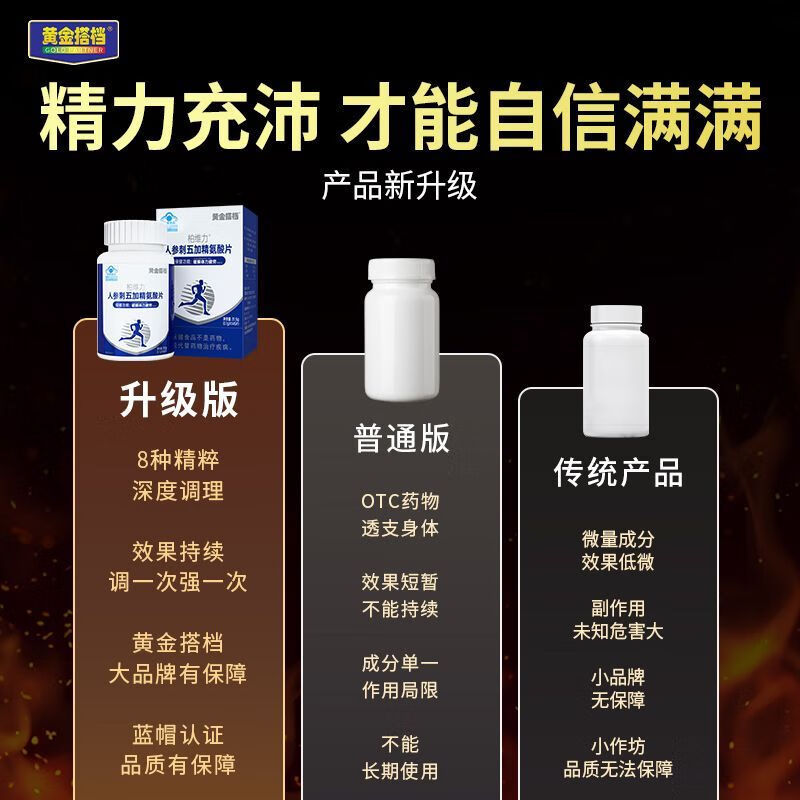 Golden Partner Ginseng Acanthopanax Arginine Tablets Spermogenesis Delay Long-lasting Testosterone Preparation Pregnancy and Kidney Men’s Health Care Products