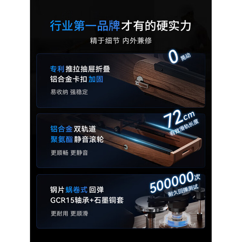 MERACH 950 rowing machine household foldable hydromagnetic dual-resistance multi-functional smart aerobic fitness equipment self-generating patented folding bionic whale fin propeller blade-strong magnetic resistance-AI