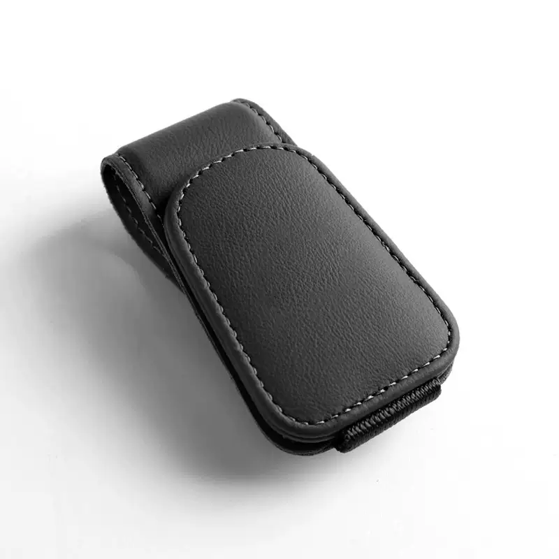 Yusenyi High-end Leather Car Glasses Clip In-Car Sunglasses Case Car Sun Visor Invisible Sun Magnetic Glasses Case Premium (Gray)