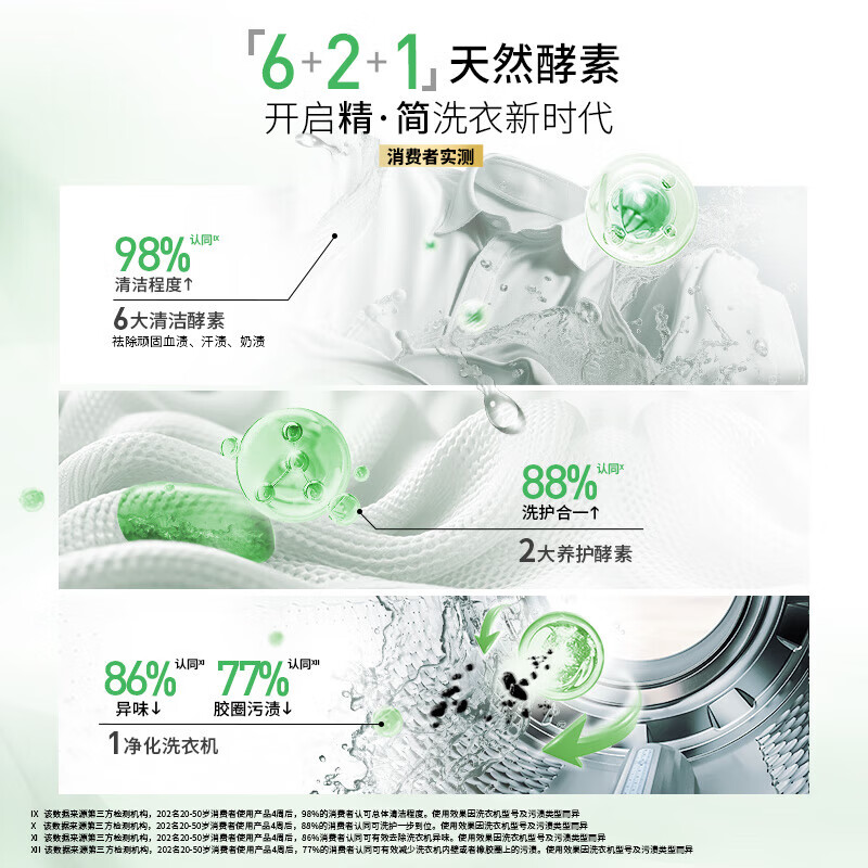 Poying imported laundry detergent 9 major enzymes 2.2L fresh fragrance type 99% sterilization and mite removal, temporary clearance