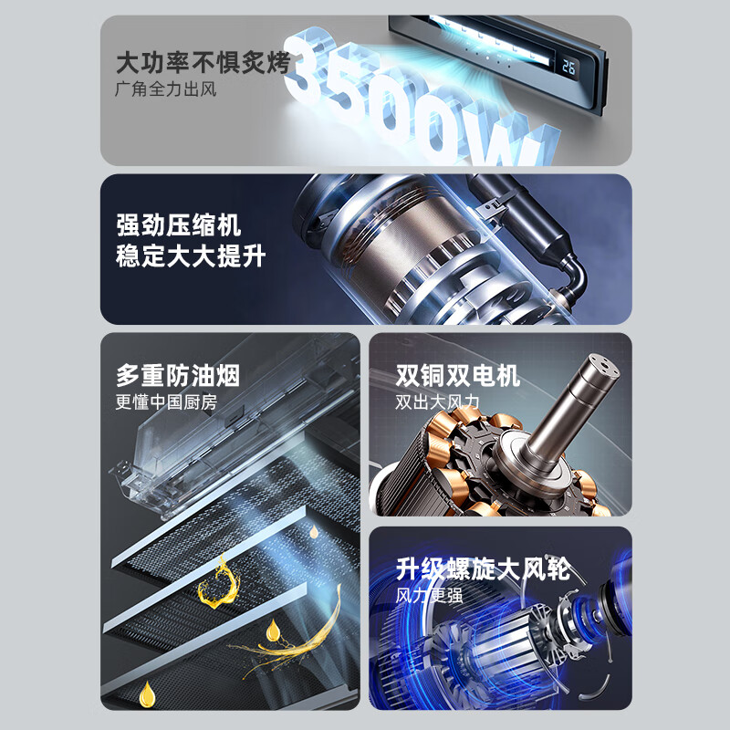 Amberson kitchen-specific embedded air-conditioning refrigeration single-cooling ceiling ceiling installation household small 1.5 HP kitchen air-conditioning special machine without external unit 1.5 HP set 3500W cooling capacity/metal gray