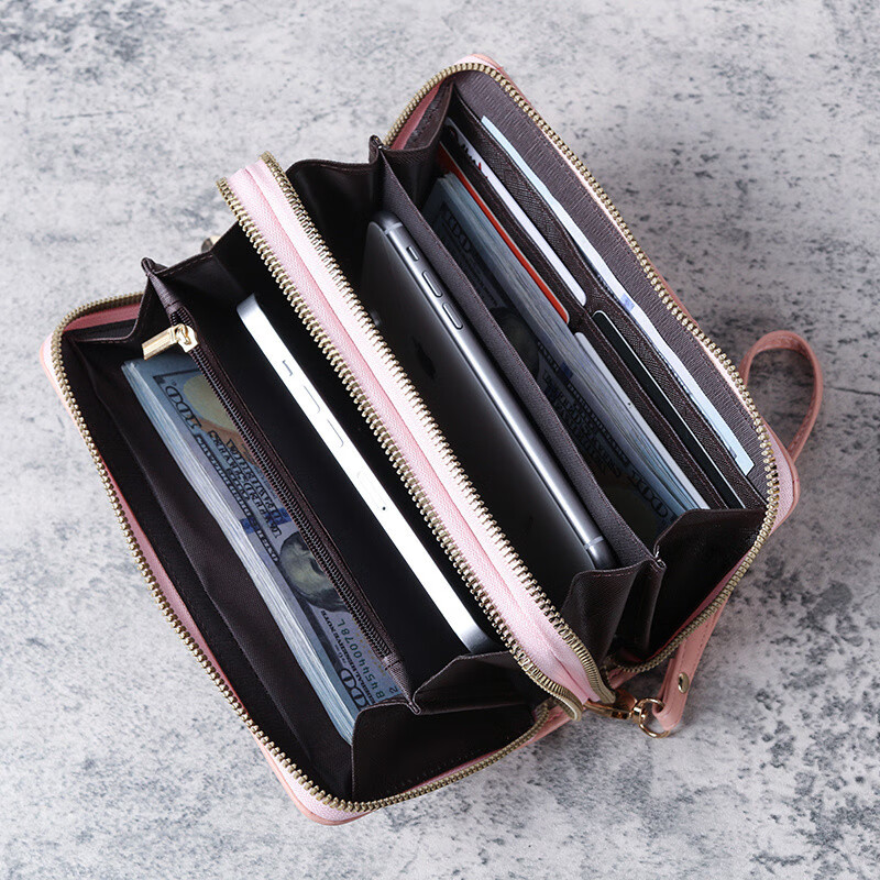 Ye Yu 2025 New Touch Screen Wallet Women's Long Double Zipper Clutch Fashion Large Capacity Soft Wallet Mobile Phone Bag Red