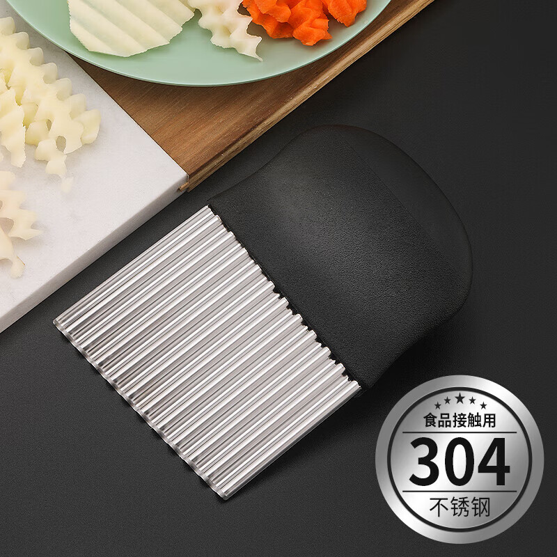 Zwilling German Seiko Quality Corrugated Knife 304 Stainless Steel Vegetable Chopping Artifact Wolf Tooth Potato Knife Wave Knife Slicing Yang Upgraded Green 304 Steel Corrugated Knife About 120g