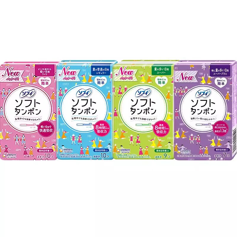 Unicharm tampons easy push built-in tampons high flow green 9 pieces