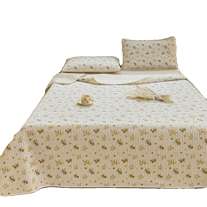 RSRDDY Cotton Customized Category A Mother and Baby Summer Four Seasons Small Floral Cotton Sheet Twill Tatami Kang Cover Three-piece Set 3 Xing Yu Wish Pure Cotton Two-piece Bed Cover Set 90*200 + One Pillowcase