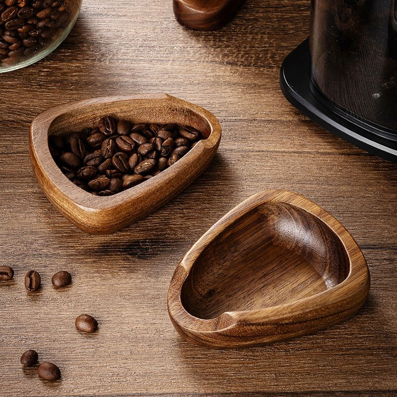 Coffee bean measuring tray walnut wooden coffee weighing bean tray spray coffee powder connecting bean tray tea spoon shovel Sapele style