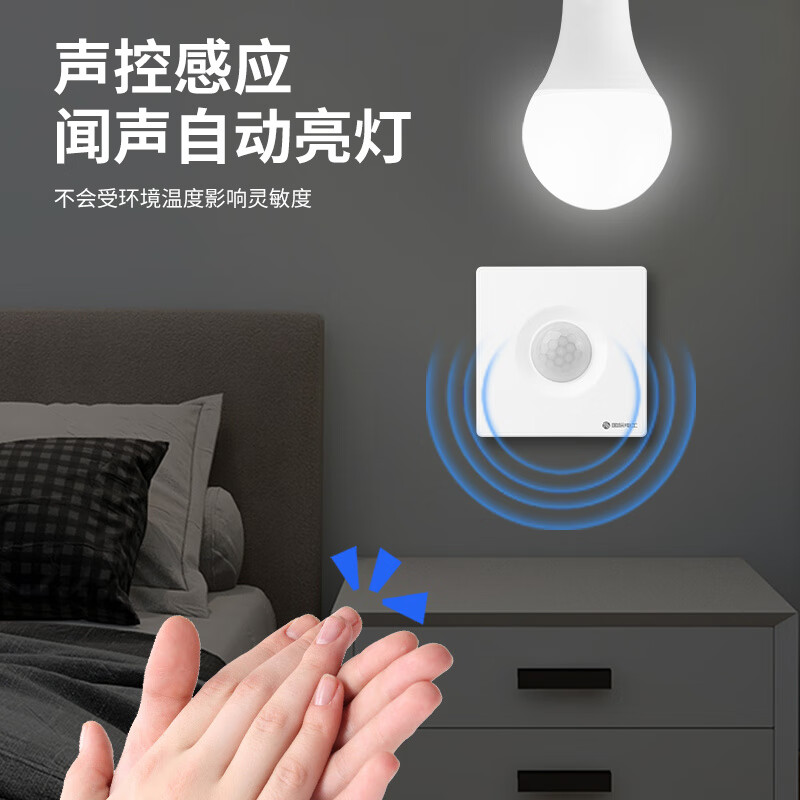 Type 86 sound and light control plus human body induction switch two-in-one sound control intelligent 220V corridor delay panel Yabai-sound and light control + human body induction (second-line upgrade model)