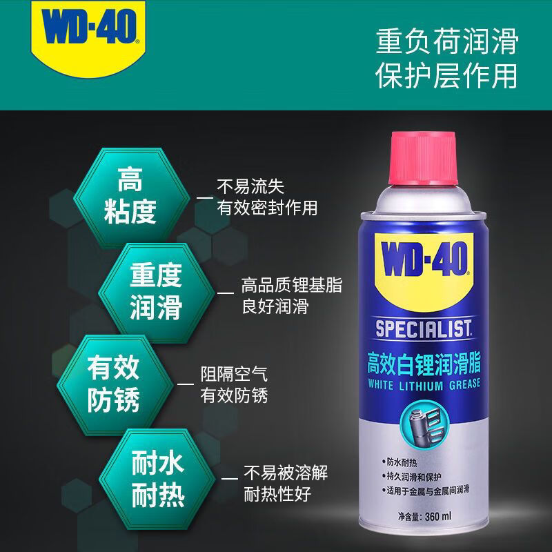 WD40 lubricant white lithium car door skylight track abnormal noise eliminates hinge anti-rust oil grease WD40 white lithium grease