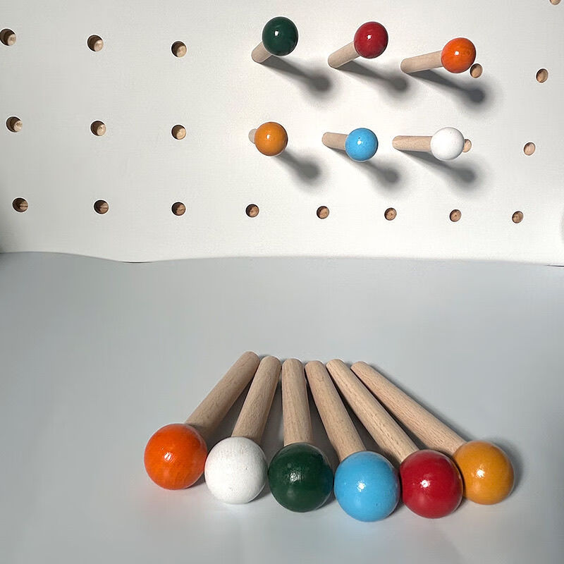 Vinoa hole board accessories storage hole board wood hook round head matchstick stick bracket solid wood laminate wooden pendant diameter 15mm color matchstick length 6 pieces