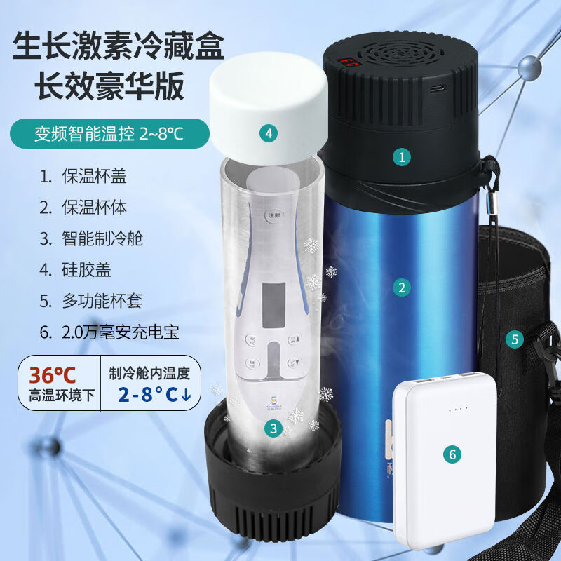 Growth insulin refrigerated box, portable charging car mini refrigerator, medicine-specific refrigeration cup, dark blue long-lasting deluxe version with cup cover for charging