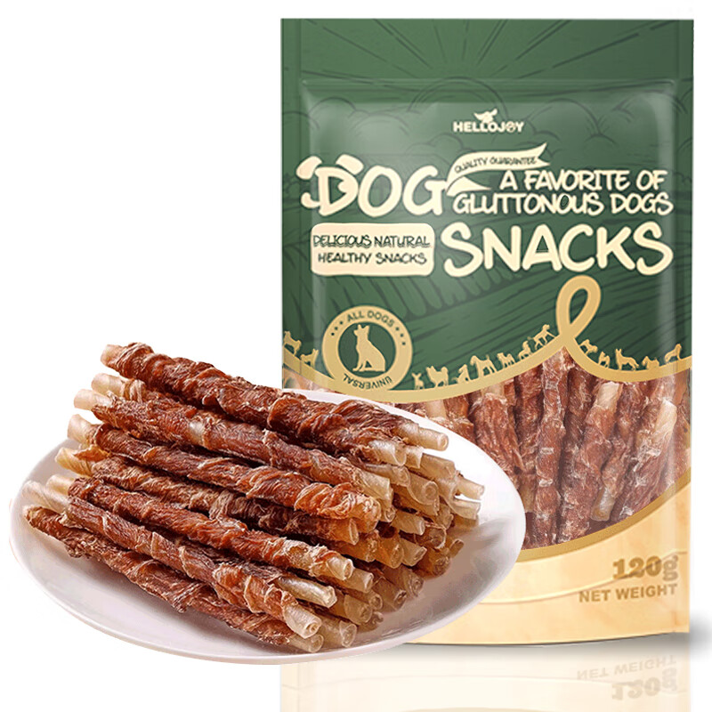 HELLOJOY Dog Snacks Teeth Sticks for Small and Medium-sized Dogs, Adults and Puppies, Clean Teeth and Bones, Resistant to Chewing Bones, Duck Meat Wrapped in Cowhide Rolls 120g