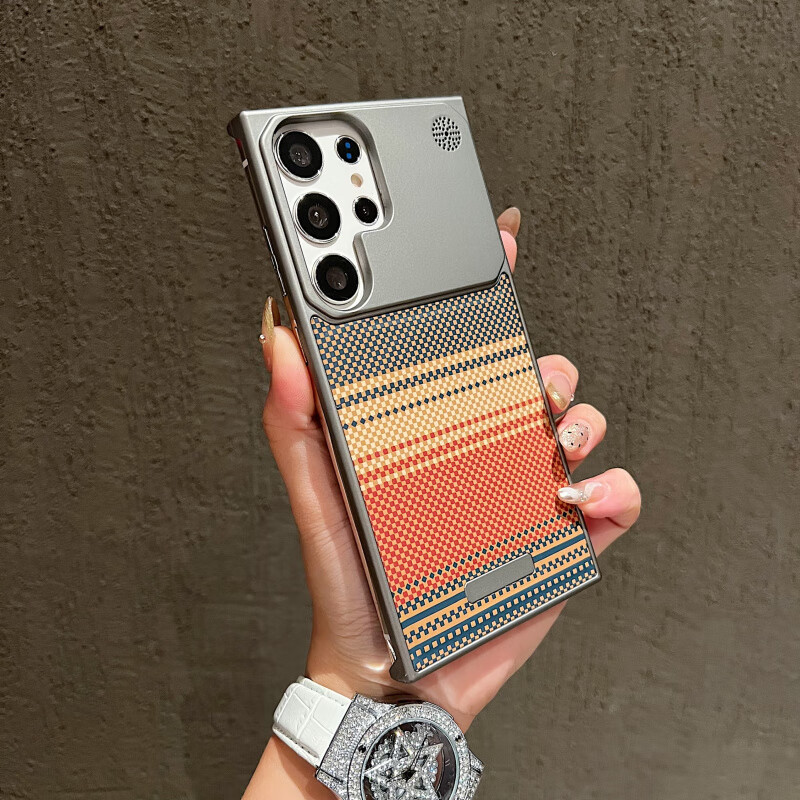 Youshi Samsung S24Ultra mobile phone case Kevlar texture S25Ultra anti-fall all-inclusive S23Ultra metal magnetic suction S22Ultra simple frame protection advanced protective cover deep space gray contrast texture Samsung Galaxy S24 Ultra