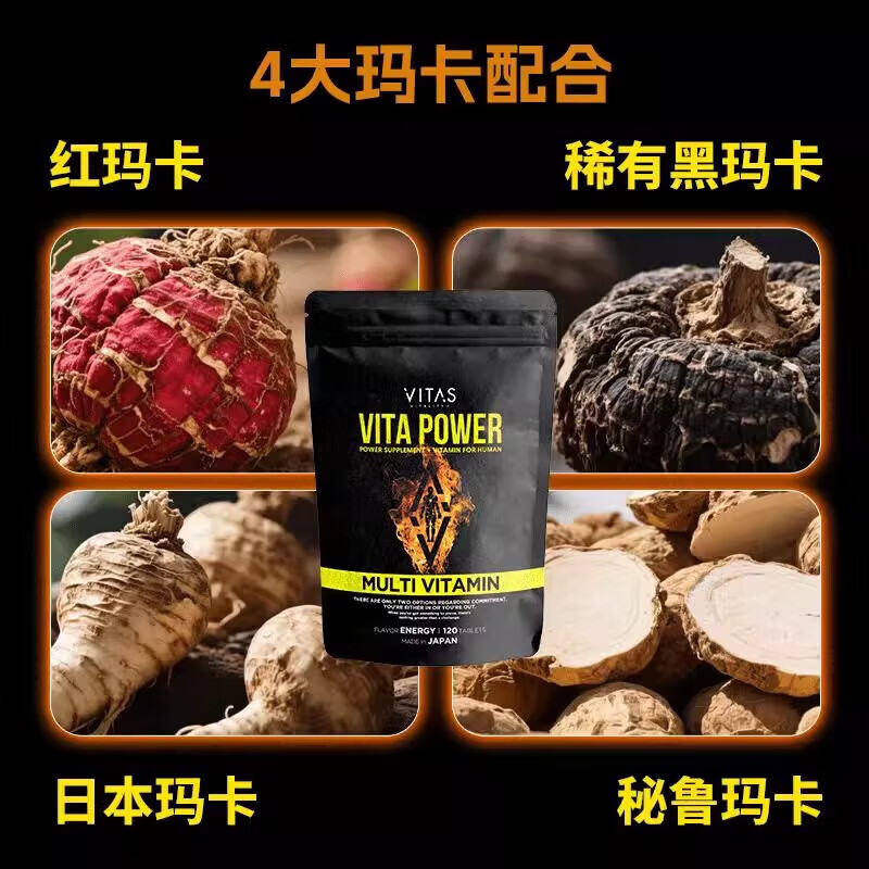 VITAS Japan imported zinc maca 11 kinds of multivitamins folic acid supplement zinc VB family maga men's nutritional essence 2 bags (120 capsules/bag)