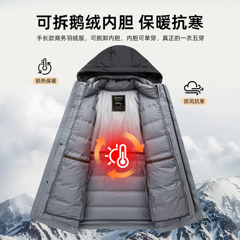 YAYA goose down jacket men's short detachable liner hooded thick young and middle-aged winter new warm jacket 25099T