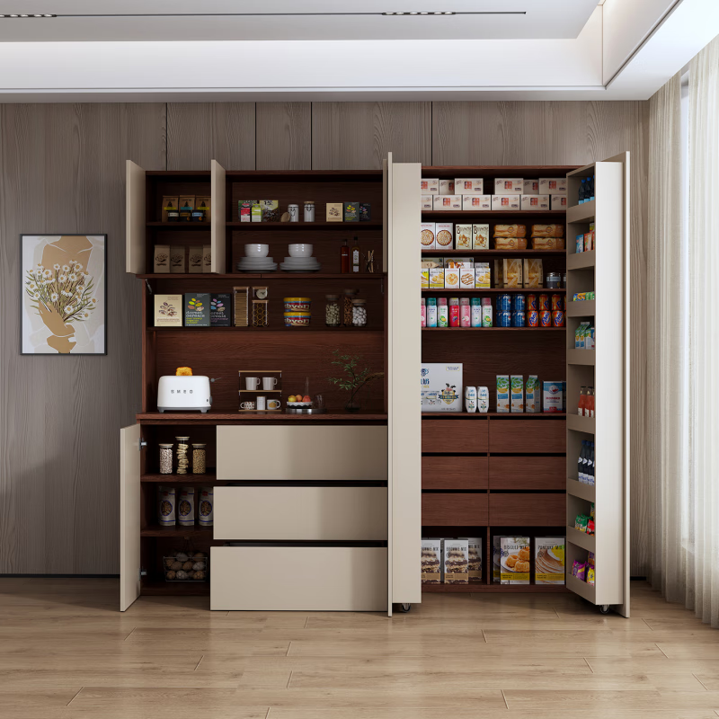 Popu light luxury high-end medieval style living room sideboard wall-mounted integrated storage cabinet multi-functional snack wine cabinet home tea C3 model length 220*height 240*depth 42