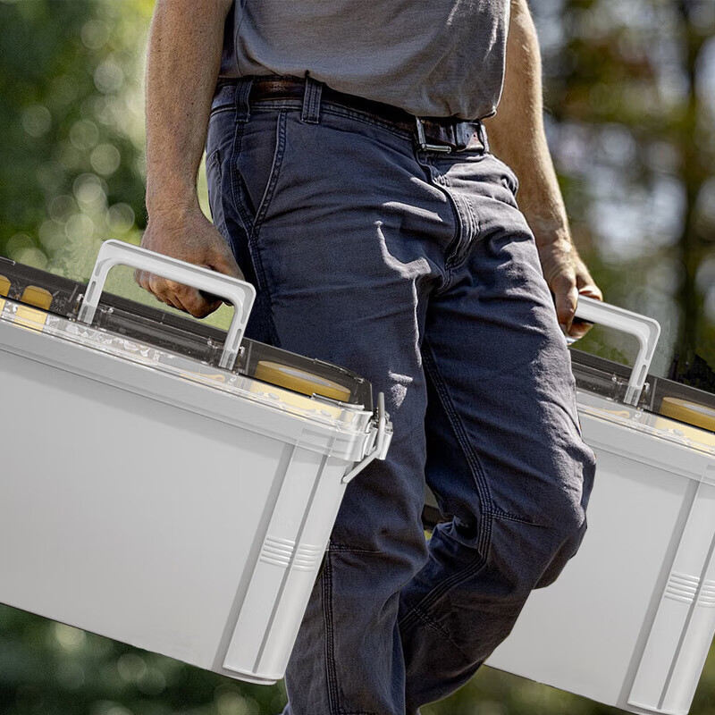 Fengxi home storage enlarged tool box thickened extra large hardware turnover box plastic box portable multi-functional storage box double-layer 400mm tool box gray