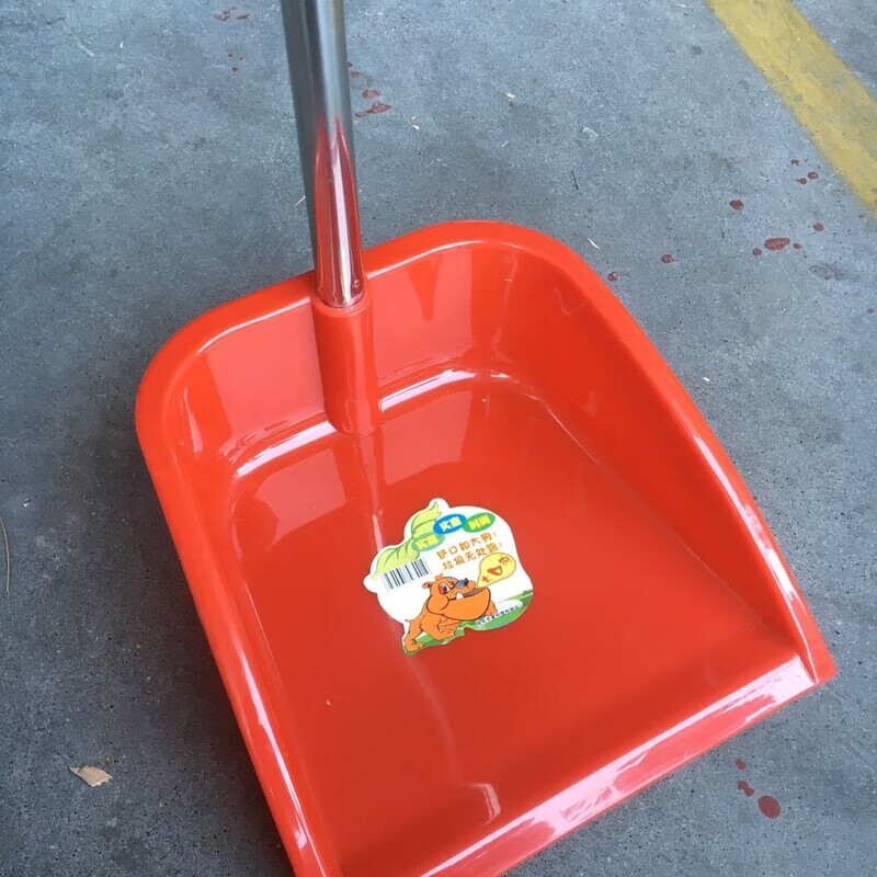 Garbage shovel with thick stainless steel handle, plastic dustpan for household dormitory, high-grade stainless steel handle dustpan, Khaki one pack