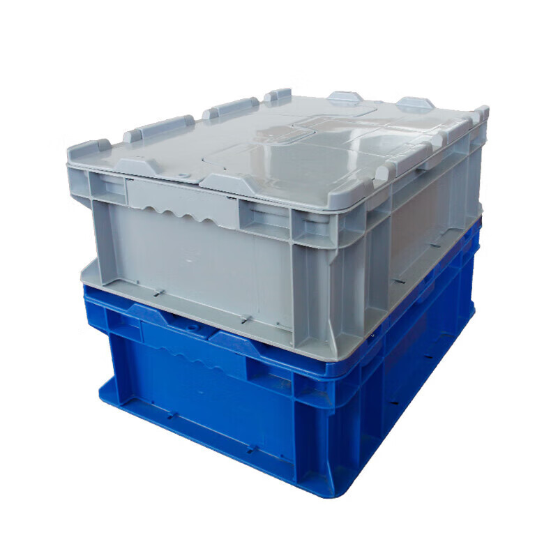 Plastic standard stackable logistics box storage storage box thickened transport storage EU turnover box with lid auto parts plastic box blue flip-top E box 600*400*230mm