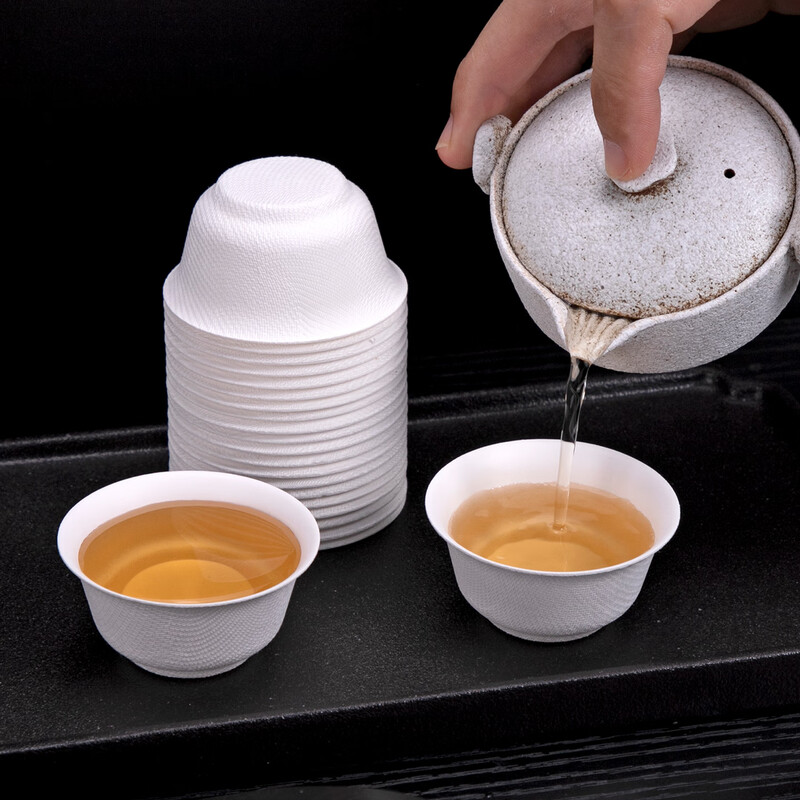 Morning glory disposable tea cup Kung Fu tea cup sugar cane pulp tea ceremony cup tasting tea cup drinking tea cup 50ml sugar cane pulp tea ceremony cup 50 paper cups
