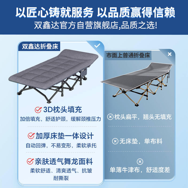 Double Xinda Folding Single Bed Portable Nap Bed Office Nap Bed Hospital Accompanying Bed Camp Bed Recliner B-39