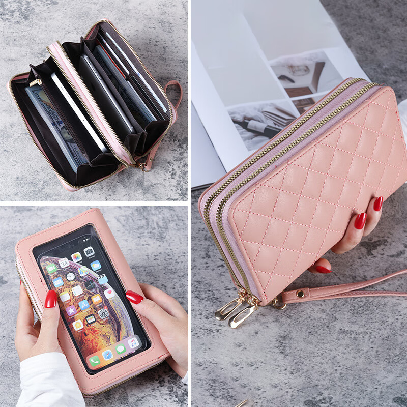 Ye Yu 2025 New Touch Screen Wallet Women's Long Double Zipper Clutch Fashion Large Capacity Soft Wallet Mobile Phone Bag Red