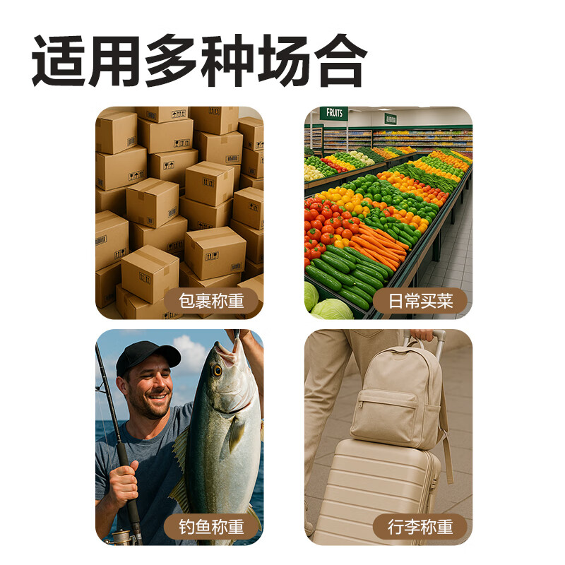 Deli (deli) portable scale electronic scale portable scale mini spring scale kitchen scale gram scale weighing vegetables high-precision luggage scale express weighing device 50Kg/20g black platform TE930