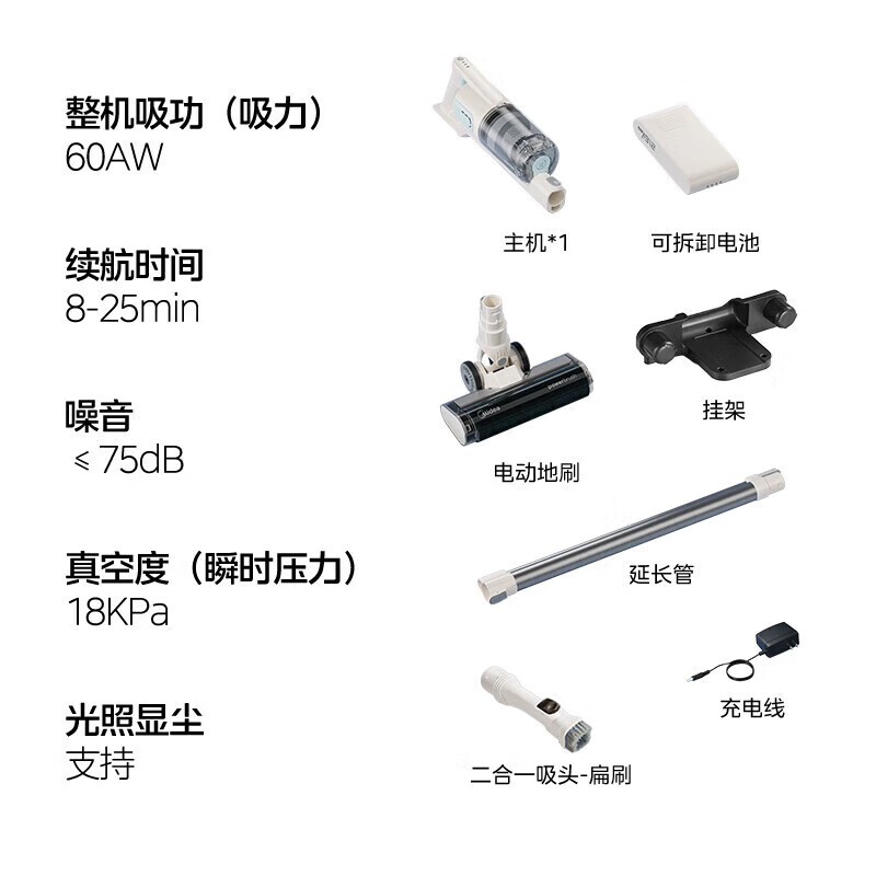 Midea's popular vacuum cleaner, household small large suction handheld wireless silent powerful pet dog hair and cat hair suction car car carpet vacuum cleaner Q2 clean suction fine filtration