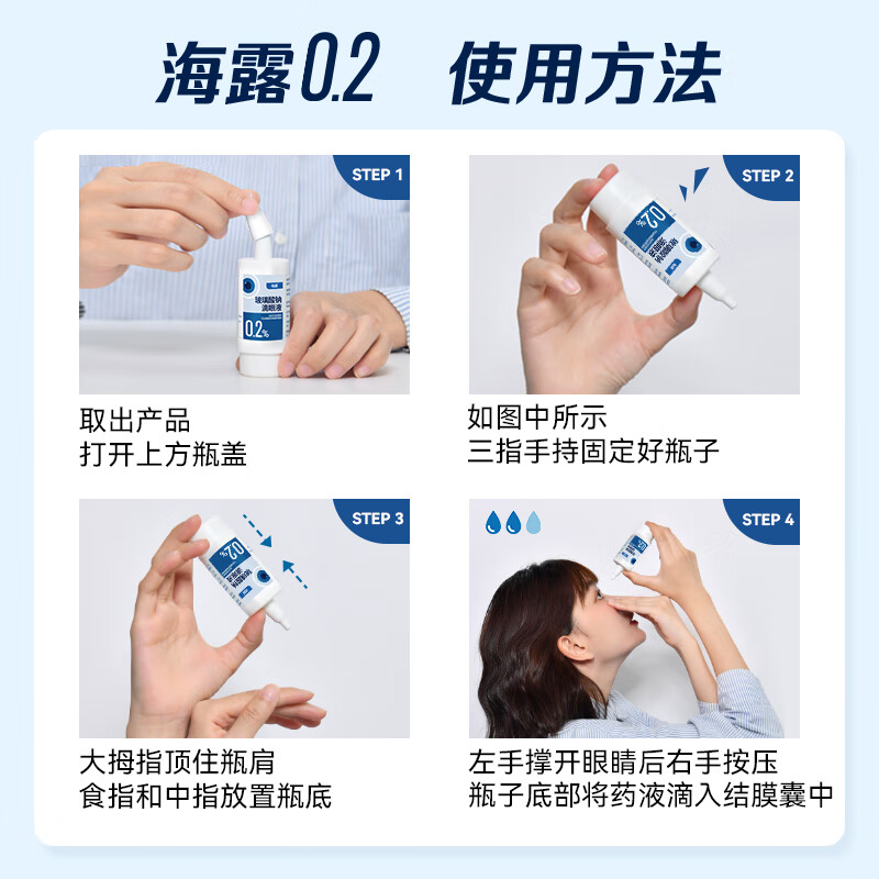 Original imported Hailu sodium hyaluronate eye drops 0.2% (10ml 20mg)*10ml*2 boxes