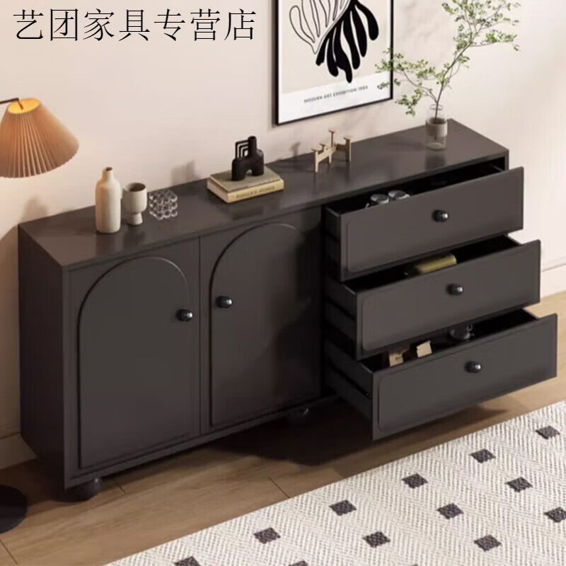 Vladimir solid wood sideboard light luxury customizable Nordic style living room wine cabinet tea cabinet multi-functional kitchen storage cabinet cream white* thickened solid wood board* door-to-door delivery double door 60CM* European style embossed door