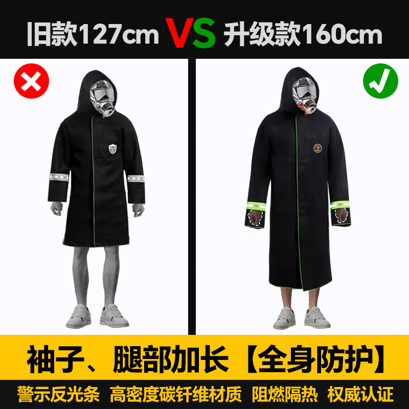 Carbon fiber fire retardant clothing, escape clothing, insulation fire retardant clothing, home fire blanket, fire blanket, cloak, fire escape, adult lengthened version, thickened_extended --carbon fiber fire retardant clothing_ free upgrade